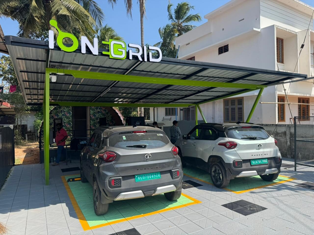 Car charging under canopy