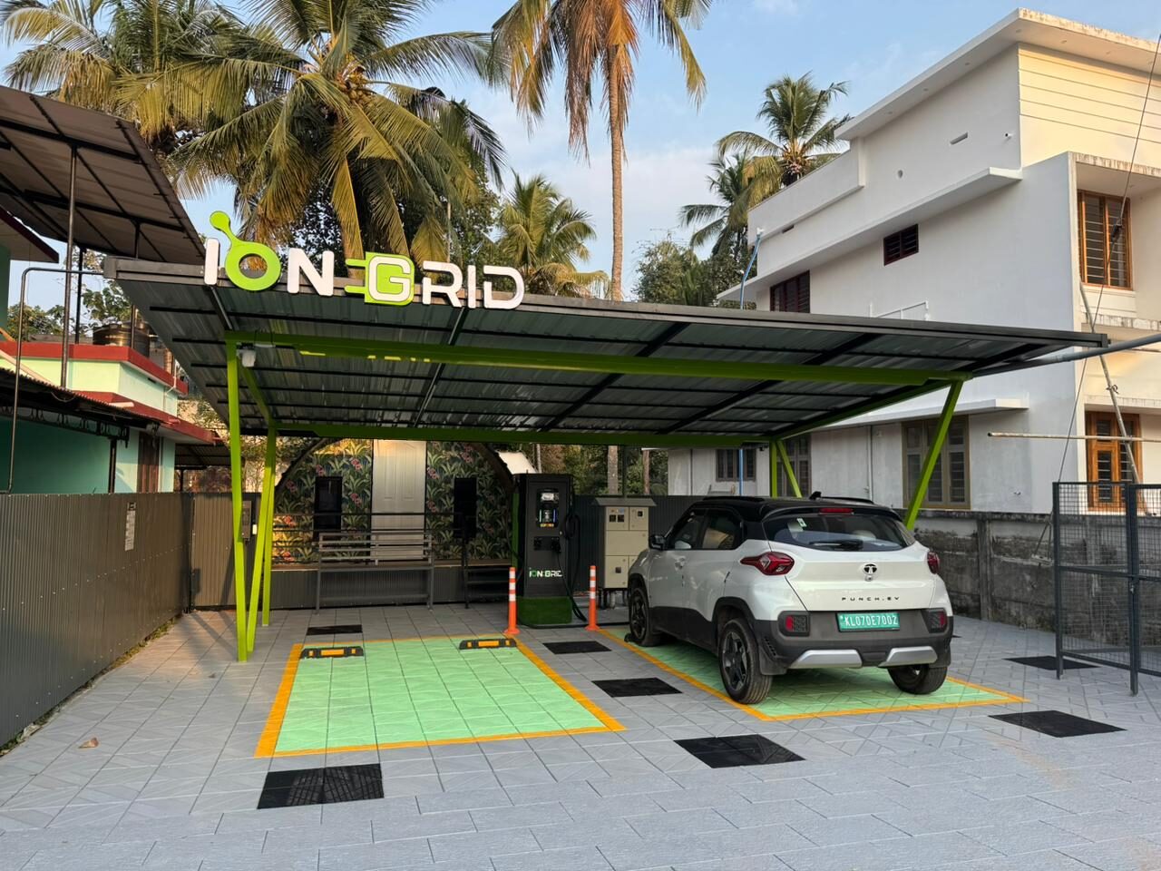 EV charging under covered canopy